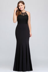 Plus Size Black Halter Spaghetti Straps Floor Length Ruffles Mermaid Prom Dress