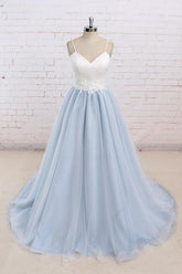 Chic Long Sweetheart Spaghetti Strap Organza A-line Wedding Dress
