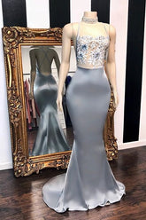 Sexy Long Open Back Sequins Sleeveless Mermaid Prom Dresses