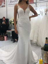 Long Mermaid V-neck Spaghetti Strap Court Train Sleeveless Wedding Dresses