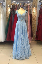 Long A-line Sweetheart Backless Appliques Lace Prom Dress