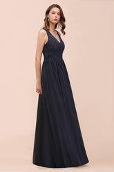 Elegant V-neck Wide Straps A-line Floor Length Chiffon Bridesmaid Dress With Ruched