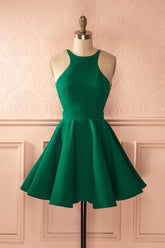 Chic Short A-line Satin Open Back Prom Homecoming Dress