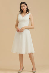 Simple A-line Straps Ruffles Short Bridesmaid Dress