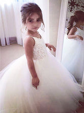 Long A-line Floor Length Tulle Lace First Communion Pageant Flower Girl Dresses