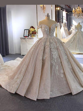 Luxury Beading Off the Shoulder Ball Gown Wedding Dresses With Train