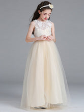 Long Floor Length Tulle Lace Junior Bridesmaid Dress A-line Flower Girl Dresses