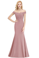 Mermaid Off the Shoulder Long Appliques Bridesmaid Dress
