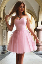 Sweetheart Strapless A-Line Tulle Short Homecoming Dress