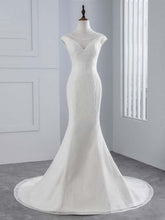 Elegant Long Cap Sleeves Lace-up Mermaid Wedding Dresses