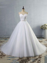 Elegant Long A-line Sweetheart Spaghetti Strap Lace Tulle Wedding Dresses