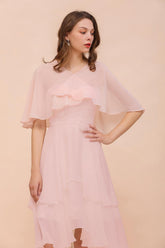 Pink Ruffle Chiffon Special Occasions Wraps