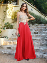 Elegant Long A-line Chiffon Sleeveless Tulle Lace Appliques Prom Dress