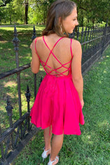 Simple Short A-line Satin Backless Homecoming Dress