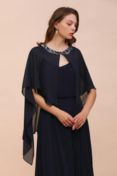 Chiffon Dark Navy Special Occasions Wrap