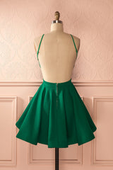 Chic Short A-line Satin Open Back Prom Homecoming Dress