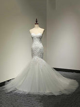 Elegant Long Sweetheart Mermaid Tulle Lace Wedding Dresses