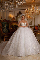 Elegant Long Sweetheart Off the Shoulder Floor Length Lace Ball Gown Wedding Dress with Appliques