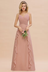 Elegant A-line Sweetheart Spaghetti Straps Floor Length Bridesmaid Dress With Ruched