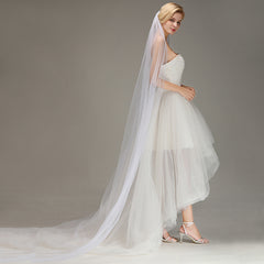One Layer Cathedral Length Wedding Veil
