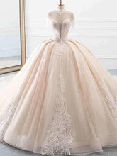 Elegant Long High Neck Tassel Sleeves Ball Gown Wedding Dresses
