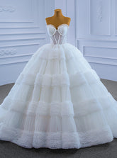 Charming Long Ball Gown Strapless Lace Tulle Wedding Dress