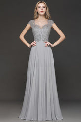 Crystal Appliques Sweetheart Cap sleeves Side Slit Bridesmaid Dress
