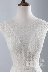 Elegant Long Cap Sleeves Lace-up Mermaid Wedding Dresses