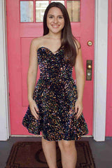 Sweetheart A-line Sequin Short Party Dress