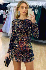 Backless Mermaid Open Back Sequins Short Party Dress