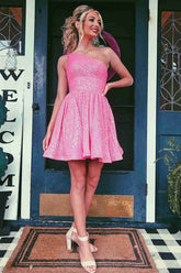 A-Line One Shoulder Sequin Short Homecoming Dress