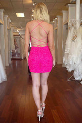 Short Mermaid Strapless Sequined Tight Homecoming Dress