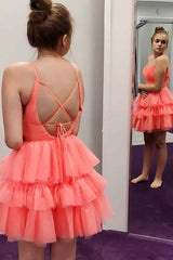 Cute A-line Sweetheart Tulle Open Back Homecoming Dress