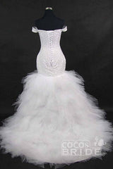 Long Off the Shoulder Sequins Lace-up Mermaid Wedding Dresses