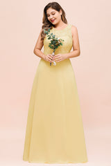 Plus Size Chiffon Jewel Daffodil Long Wedding Guest Dress with Lace