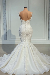 Plus Size Long Mermaid V-neck Lace Wedding Dresses with Beads