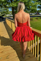Strapless Taffeta A-line Short Party Dress with Bow