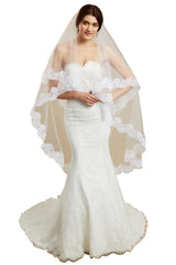 Two Tiered Veil for Bridal Women Wedding Veils With Lace