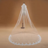 White Wedding Veil Long Bridal Veil with Lace