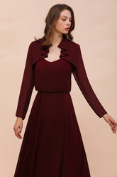 Long Sleeves Burgundy Chiffon Wedding Wraps