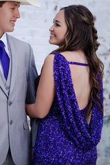 Mermiad Short Sequin Crew Neck Backless Homecoming Dress
