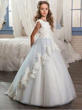 Long Ball Gown Sleeveless Jewel Neck Floor Length Wedding Party Flower Girl Dresses