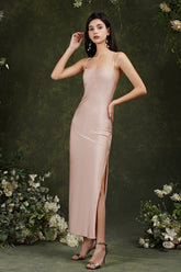 Long Mermaid Spaghetti Straps Backless Party Dresses with Slit