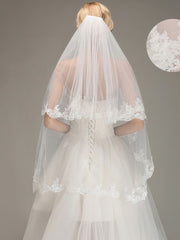Two Layers Tulle Appliques Wedding Veil
