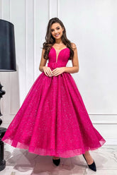 Strapless Open Back Long A Line Tulle Party Dress with Ruffles