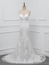 Elegant Long Spaghetti Strap Backless Mermaid Wedding Dresses