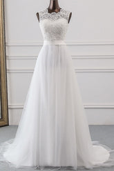 Elegant Long Sweetheart Lace-up Tulle A-line Wedding Dress