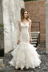 Gorgeous Long Sweetheart Appliques Lace Mermaid Wedding Dress