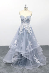 Amazing Long Sweetheart Lace Tulle A-line Wedding Dress