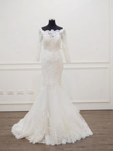 Modest Long Sleeves Sweep Train Lace Mermaid Wedding Dresses